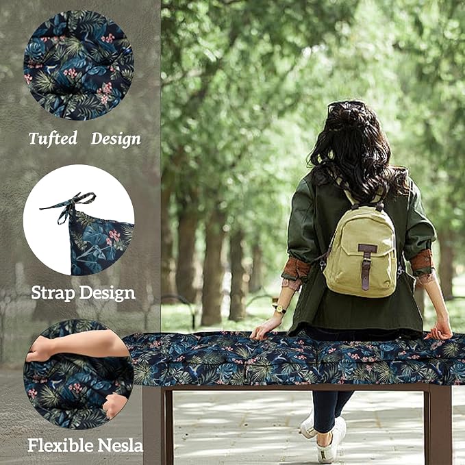 Outside Benches Cushion with Backrest, Thicken Waterproof Swing Cushions 2/3 - Image 4