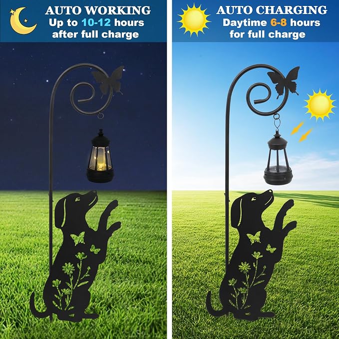 Solar Dog and Cat Lantern Garden Stakes - Image 7