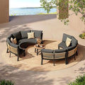 Outdoor Aluminum Patio Furniture Set, 7 Piece Curved Outdoor Sectional Sofas by Oasbira