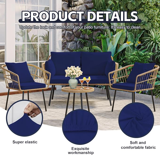8Pcs Patio Cushion Covers, Outdoor Cushions Covers, Stretch Cushion Covers - Image 3
