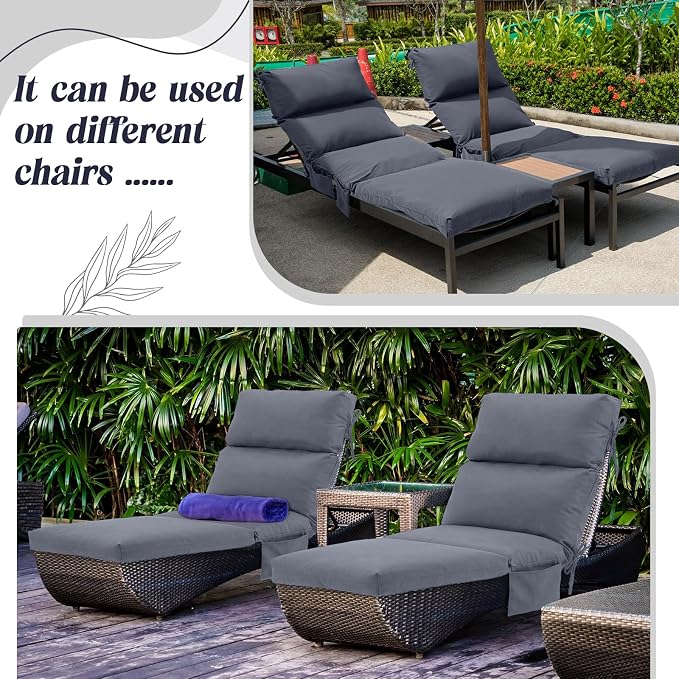 Kigley 2 Pcs Chaise Lounge Cushions, 77.9 x 20.5 x 4.7 Inch Outdoor Lounge - Image 5