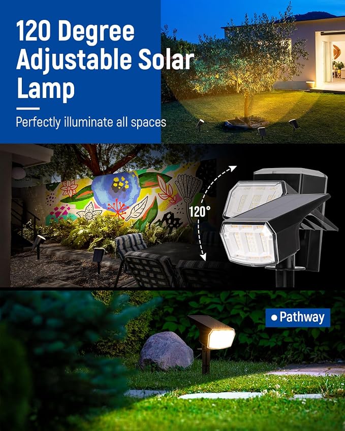 Solar Lights Outdoor Lighting IP65 Waterproof, 63LED Solar Spotlights, 3 Pack - Image 5