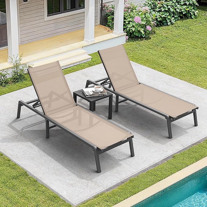 ONBRILL Aluminum Chaise Lounge Chair Outdoor, Foldable & Assembly Free Outdoor - Image 8