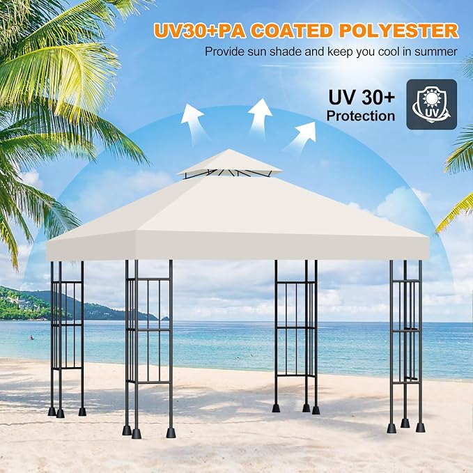 10x10 Canopy Replacement Top Cover Canopy Top Replacement Double Layer Vented - Image 6