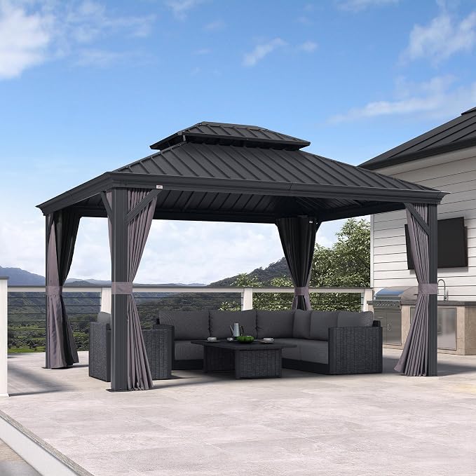PURPLE LEAF 11 X 13' Permanent Hardtop Gazebo Aluminum Gazebo by PURPLELEAF
