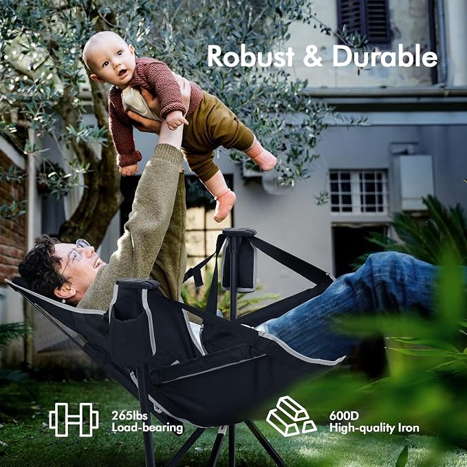 AKSOUL Hammock Camping Chair Swinging: Aluminum Alloy Adjustable Back Swinging - Image 3