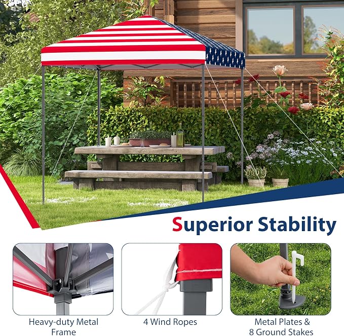 Tangkula 6.6x6.6 Ft Pop Up Canopy, 1 Person Instant Setup Canopy Tent - Image 5