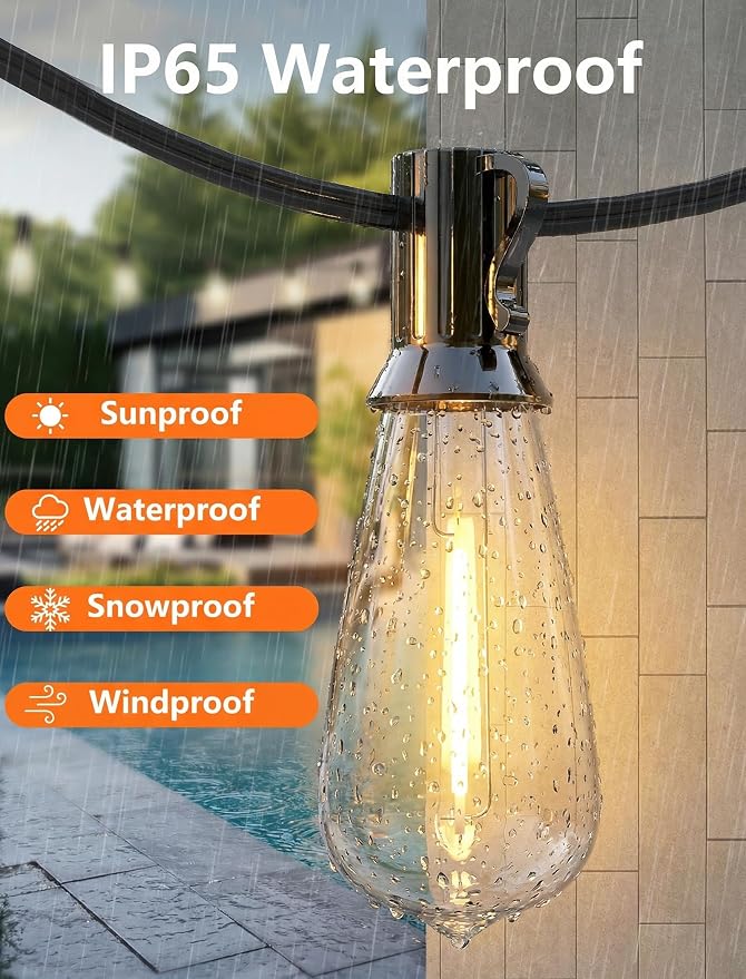 LED Outdoor Lights for Patio 20Ft, Waterproof Patio String Lights - Image 4