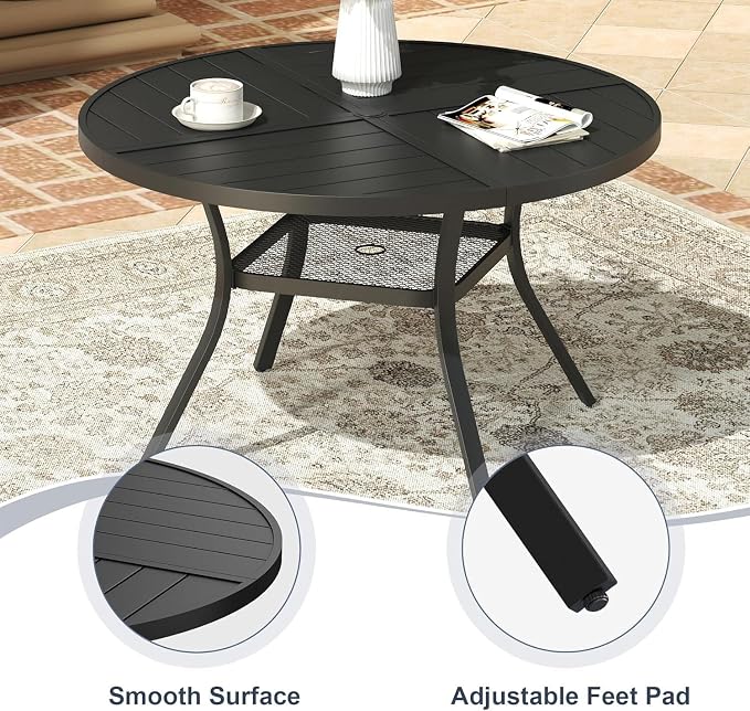 VICLLAX 7 Pieces Patio Outdoor Dining Set, 47.2" Round Metal Table - Image 6