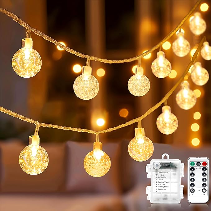 Metaku Globe Fairy Lights Battery Operated 33ft 80LED String Lights by METAKU