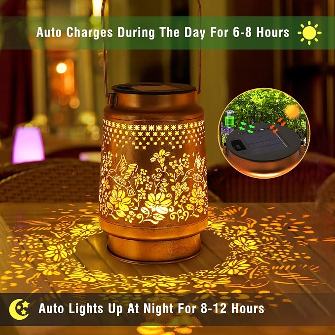 2 Pack Solar Lanterns Outdoor Hummingbird Garden Decor, Gifts - Image 9