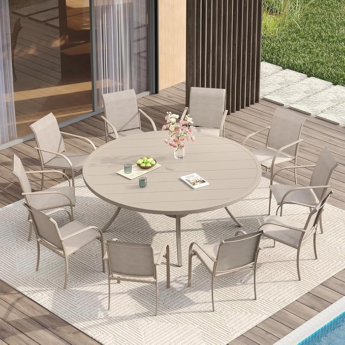 VICLLAX Large Patio Dining Furniture Set, Outdoor Dining Set by HOME