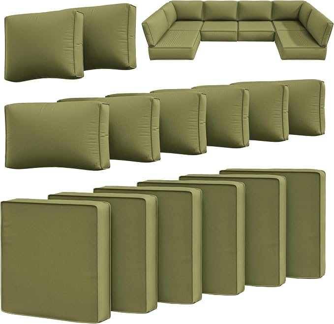 14 Pcs Outdoor Cushion Slipcovers Outdoor Patio Cushion Covers Replacement by Snubbull