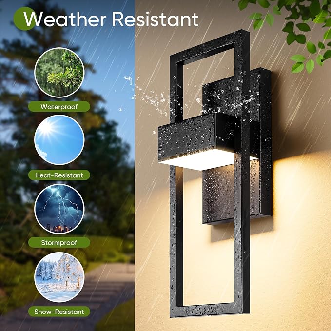 BesLowe 14.5” Modern Outdoor Wall Lights, 3000K LED Exterior Lighting Fixtures - Image 2