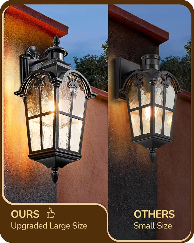 EDISHINE 20.2" Large Motion Sensor Outdoor Wall Lights, Dusk to Dawn Exterior - Image 3
