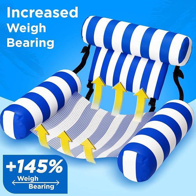 Funscape Pool Floats Chairs Adult, 2 Packs Heavy Duty Inflatable Swimming Pool - Image 5