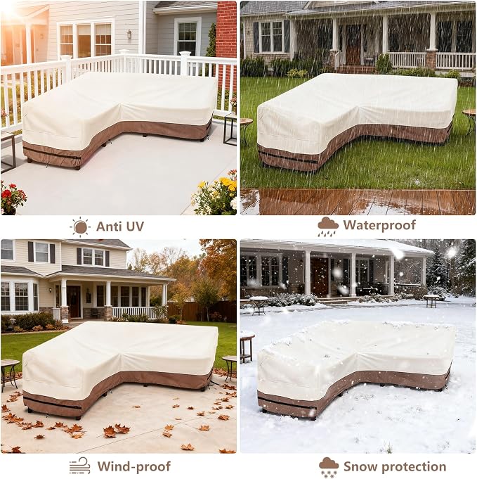 okcool Outdoor Sectional Sofa Cover Waterproof V Shaped Patio Furniture Covers - Image 8