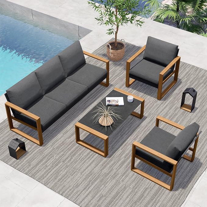 Grand patio Outdoor 4-Piece Modern Aluminum Patio Furniture Sets 5 Person by GrandPatio