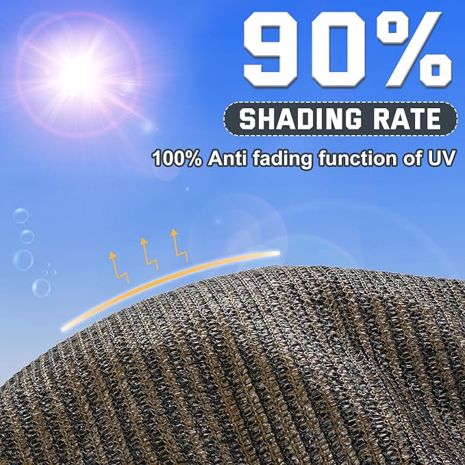 90% Sun Shade Cloth, Kesfitt 10x12FT Garden Shade Cover - Image 3
