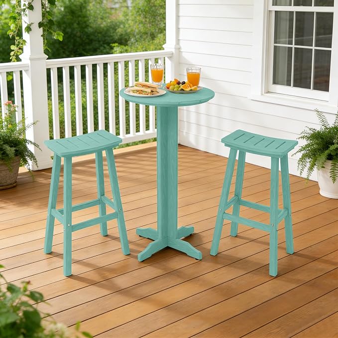 Outdoor Bar Stools, All-Weather HDPE Counter Height Chairs, 500lbs Heavy Duty - Image 2