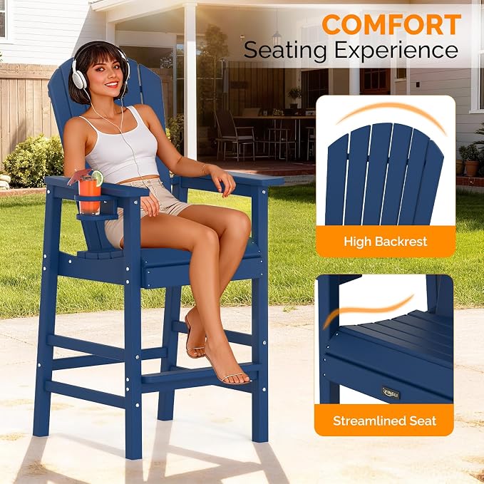 VINGLI Tall Adirondack Chair, All-Weather Plastic Adirondack Chair - Image 5