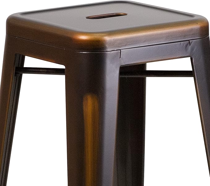 Flash Furniture Kai Commercial Grade 4 Pack 30" High Backless Distressed Copper - Image 7