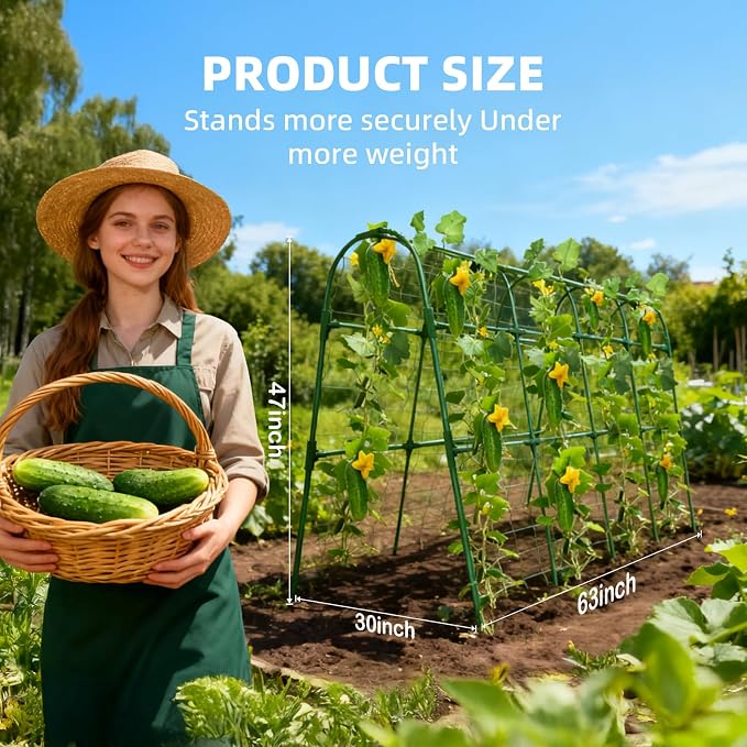Cucumber Trellis for Raised Bed, U-Shape Garden Arch Metal Support for Climbing - Image 2