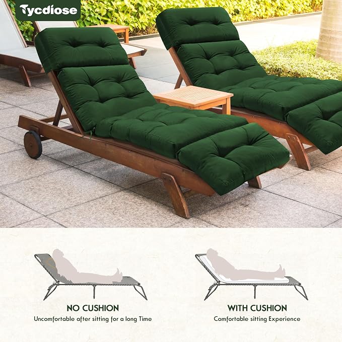 Outdoor Chaise Lounge Chair Cushion Waterproof 74.4 x 22 x 4.7 Inches Memory - Image 6