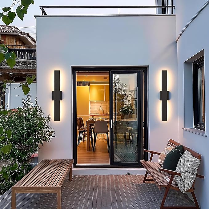 23.6inch Long Outdoor Modern LED Wall Light, 24W Warm White 120V Wall Mount - Image 6