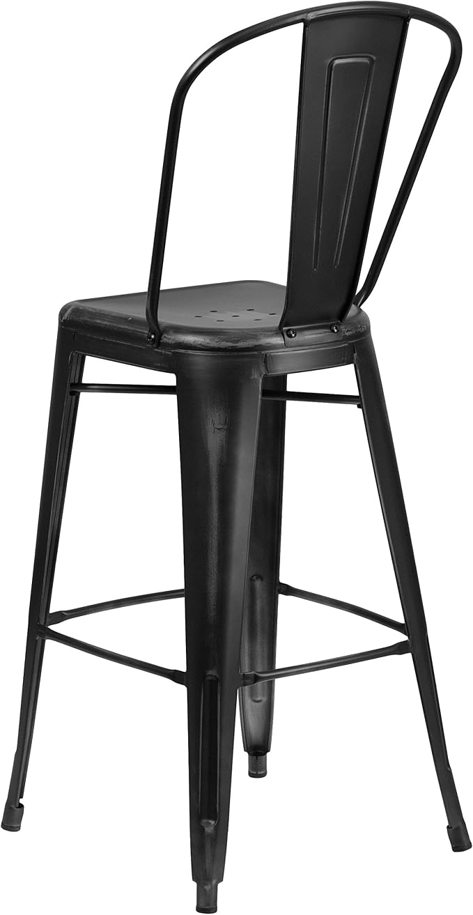 EMMA + OLIVER Commercial Grade 30" H Distressed Black Metal Indoor-Outdoor - Image 7