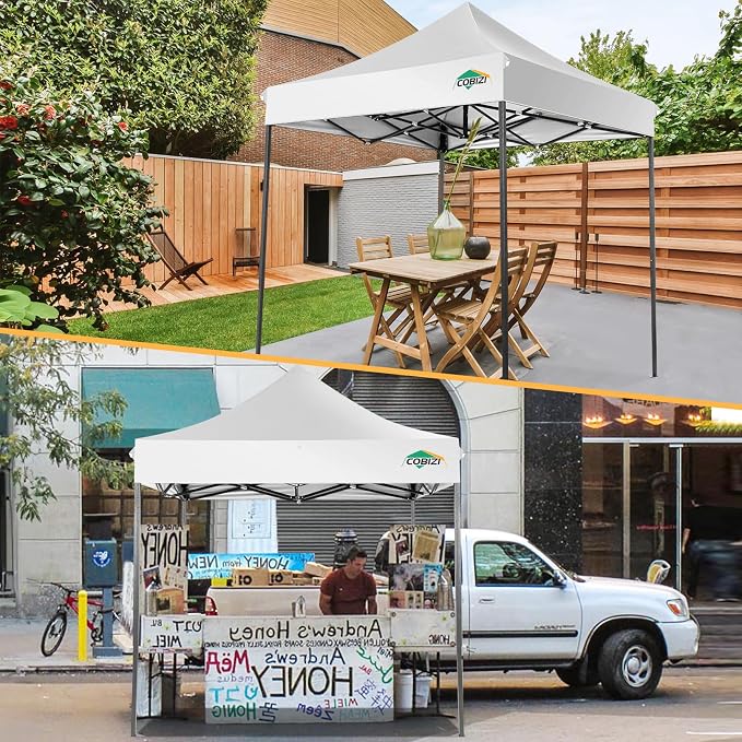 COBIZI 6.6x6.6 Pop Up Canopy Without Sidewall, Heavy Duty Canopy UPF 50+ All - Image 2
