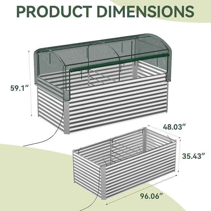 8x4x3 ft Tall Galvanized Raised Garden Bed - Image 4