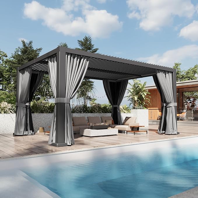 Aoxun Louvered Pergola 12' x 16' Outdoor Aluminum Pergola by Aoxun