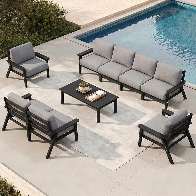 Patio Furniture Set 8 Seats, HDPE Outdoor Sectional by PatioKingdom