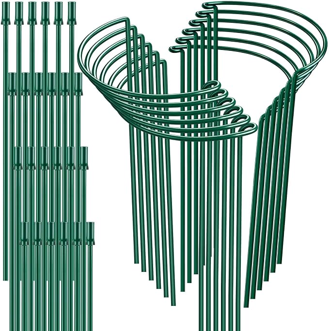12 Pack 32 or 16 inch Adjustable Plant Support Stakes, Heavy-Duty Half Round by HiGift