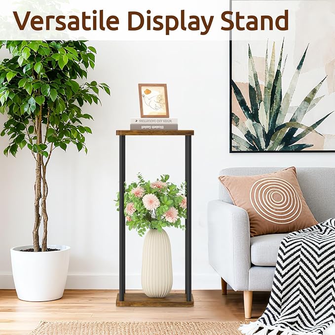 2 Tier Plant Stand Indoor, Oppro 28In Tall Corner Vertical Wood Metal Shelf - Image 5