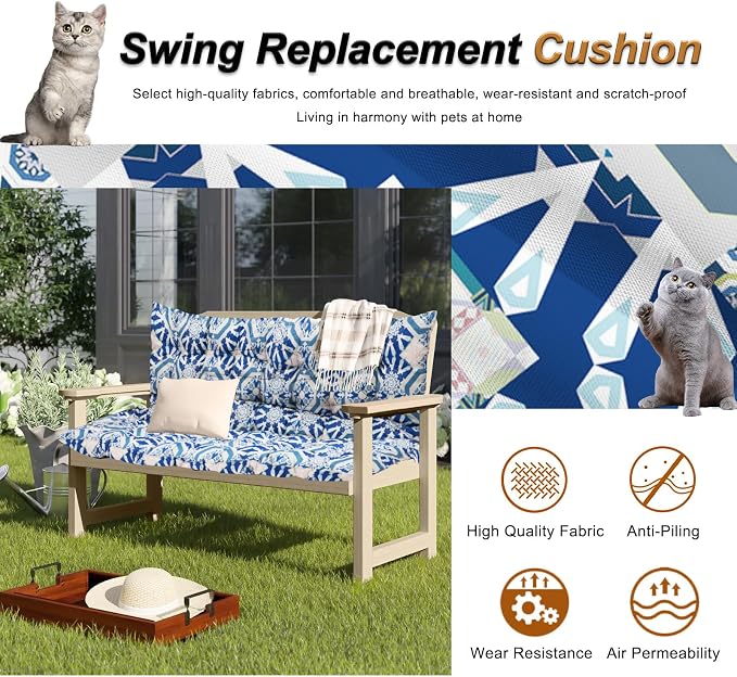 2-3 Seat Swing Replacement Cushion, Outdoor Bench Cushions - Image 4