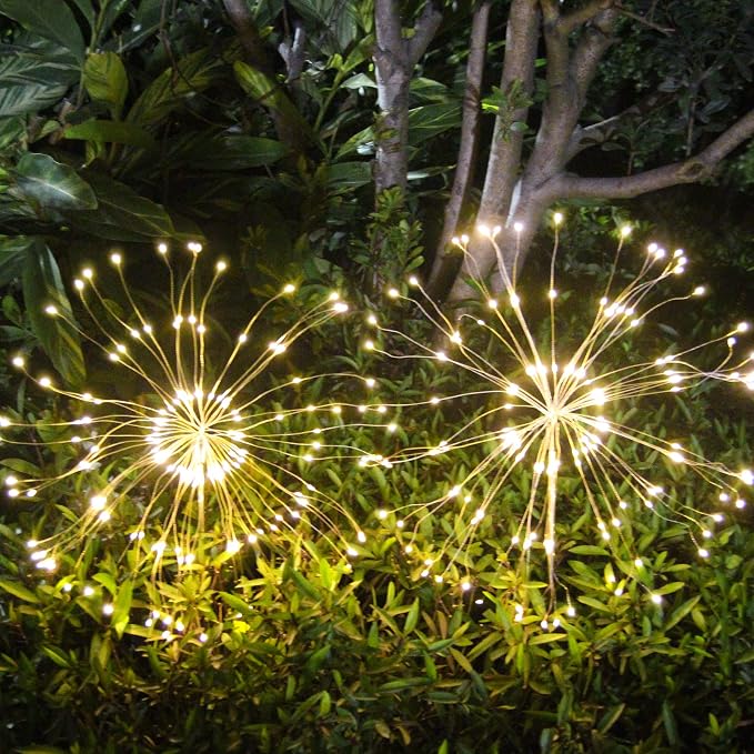 Solar Garden Firework Lights Outdoor Waterproof 2 Pack Solar Powered Art Stake - Image 5
