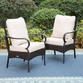 PHI VILLA Patio Dining Chairs Set of 2, Heavy Duty Outdoor Metal Wicker Dining by PHIVILLAThepioneerofcomfortablehouseholdsupplies