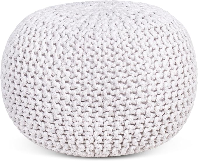BIRDROCK HOME Round Pouf Ottoman | Cotton Braided Foot Stool by BIRDROCKHOME