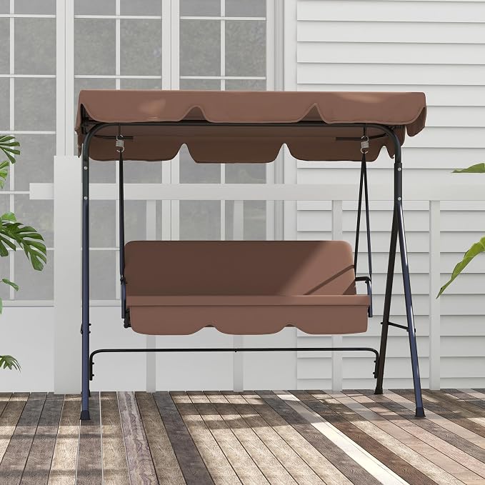 Outsunny 3-Seat Outdoor Patio Swing Chair - Image 8