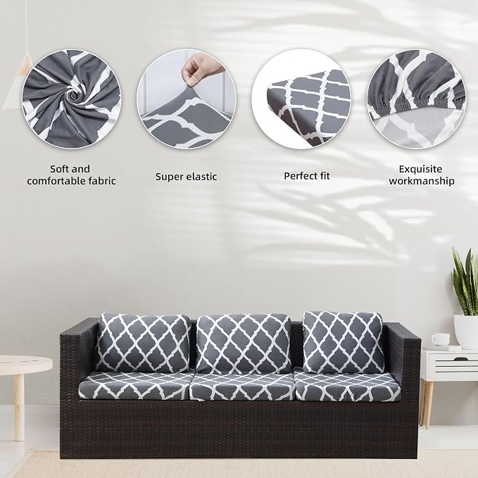 8Pcs Stretch Patio Cushion Covers, Outdoor Couch Covers Replacement, Outdoor - Image 3