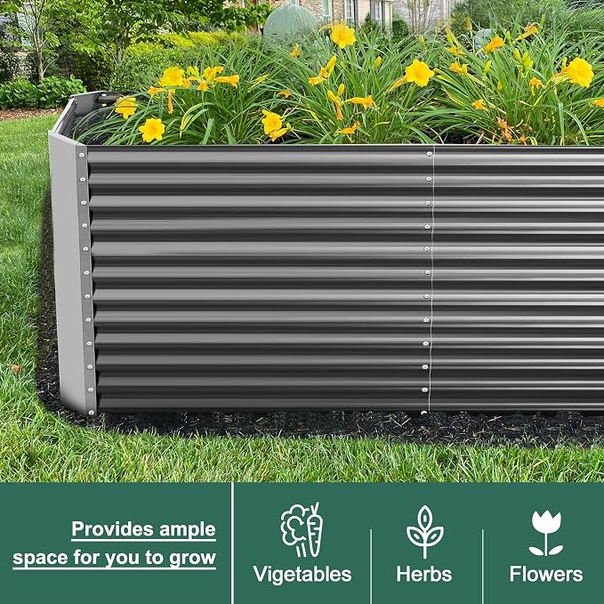 Land Guard 6x3x3ft Rectangular Galvanized Raised Garden Beds, Large-Capacity - Image 6