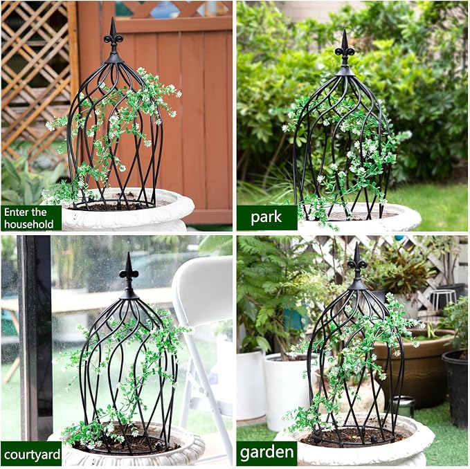 23-Inch Metal Obelisk Trellis for Climbing Plants | Sturdy Iron Design - Image 7