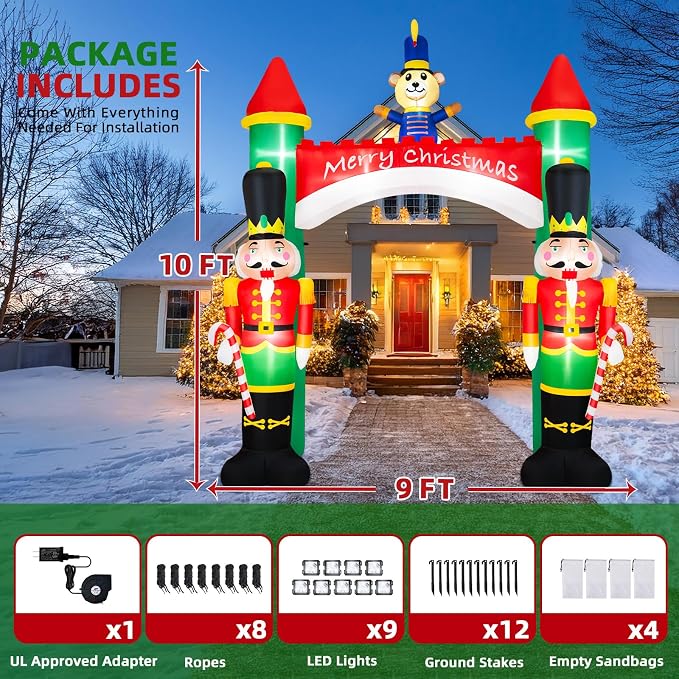 10FT Christmas Inflatable Archway, Inflatable Nutcracker Soldiers Christmas - Image 7