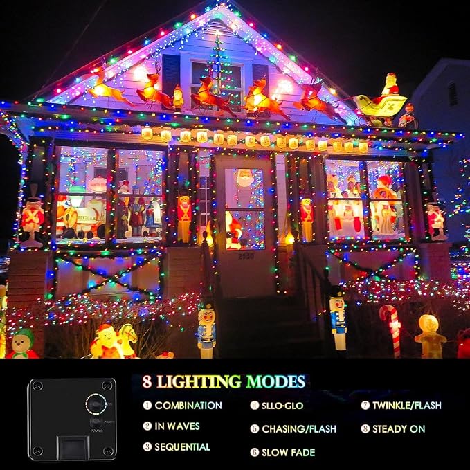 Extra-Long Solar String Lights Outdoor, Copper Wire 8 Modes Solar Powered - Image 2