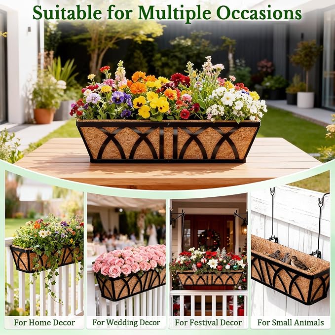 Halatool 2 Pack 48 Inch Window Box Liners Pre-Formed Coconut Fiber Planter - Image 9
