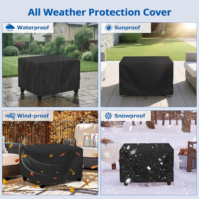SunPatio Outdoor Ottoman Cover, Waterproof Square Coffee Table Cover, Patio - Image 5