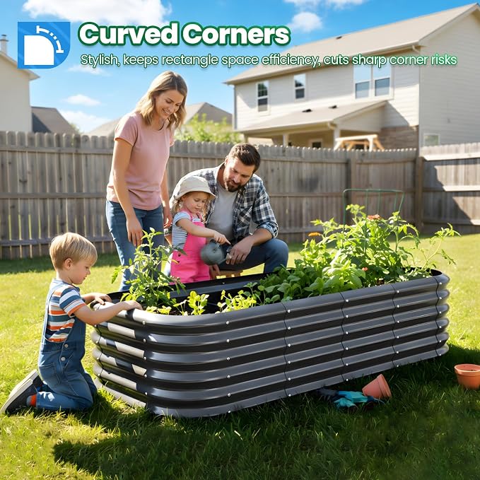 Quictent Galvanized Raised Garden Bed Kit, Strengthened by Crossbar, Dark Gray - Image 2