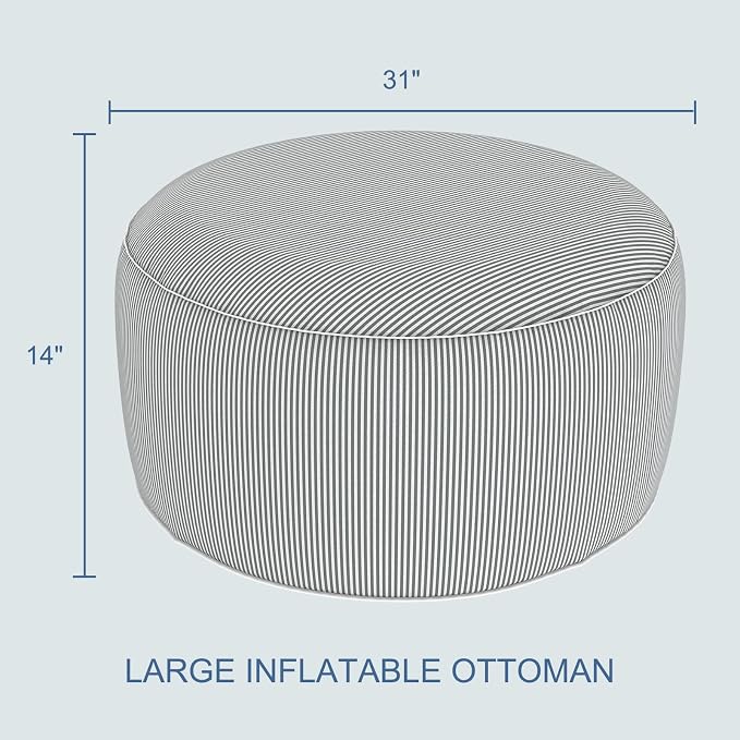LVTXIII Indoor/Outdoor Extra Large Inflatable Ottoman Pouf D31 x H14 Inch - Image 3